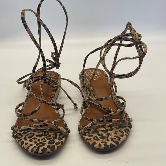 Vince Camuto Prasetta Gladiator Wedge Sandals Size 8 Cheetah Print Leather - Picture 2 of 13